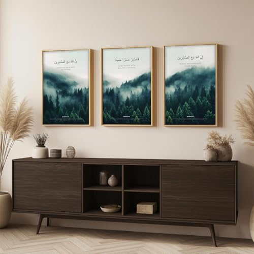 Image of ARTELLY Islamic Wall Painting for Wall Decoration, Living Room Bedroom Office Decor, Arabic Calligraphy Wall Poster Art Set of 3 (Art 4, 10 x13 inch)