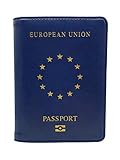  Reisepasshülle EU mit Kartenfächern - Kunstleder Ausweishülle  Passport, Hülle, Tasche, Case, Etui - BLAU