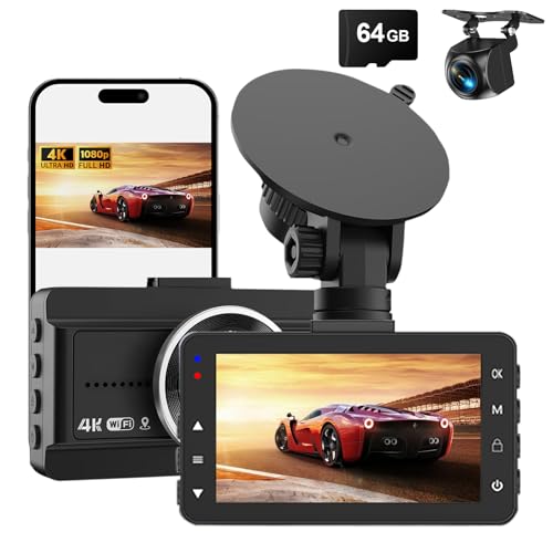 Dash Cam Front and Rear, 4K Full HD Dual Dash Camera for…