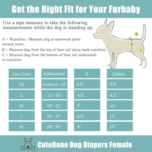 Image of CuteBone Female Dog Diapers with Skirts 3 Pack Reusable Puppy Dresses Pants for Heat Cycle Period