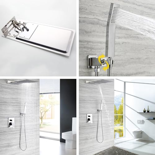 Mitigeur de douche encastré cascade chrome et robinet de bain mural 2 fonctions
