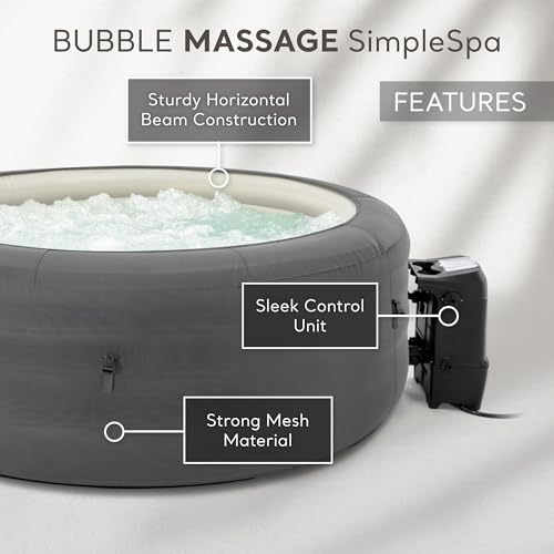 INTEX 28483E SimpleSpa Inflatable Hot Tub 4 Person Bubble Massage Spa: Includes Insulated Cover – Built-in QuickFill Inflation – Soothing Jets – 77" x 26"