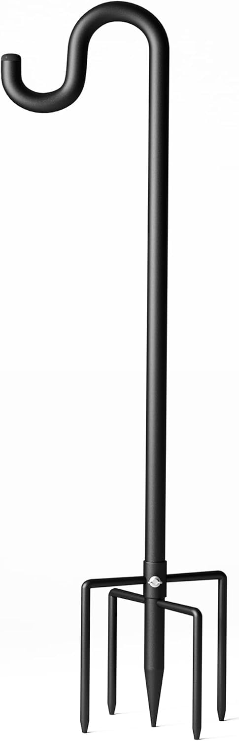 Shepherd Hook for Outdoor, Heavy Duty Bird Feeder Pole with 5 Prong Base, Adjustable Height Bird Feeder Stand Ideal for Hanging Bird Feeders, Plant, and Garden Decorations
