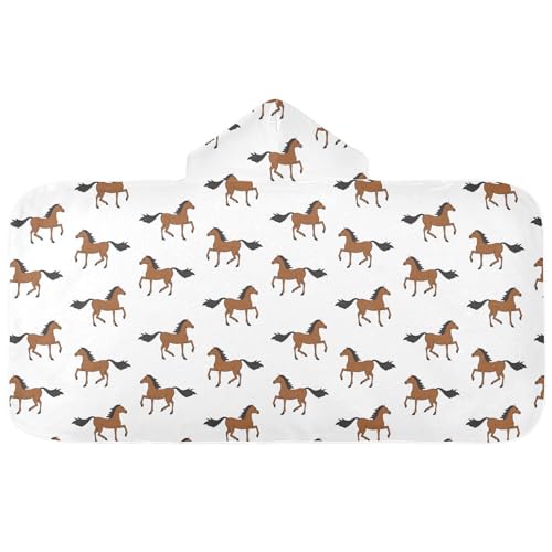 Image of Kids Beach Towel for Boys Girls, Horse Bath Towel Wrap, Baby Hooded Towels, Toddler Soft Pool Swim Towels