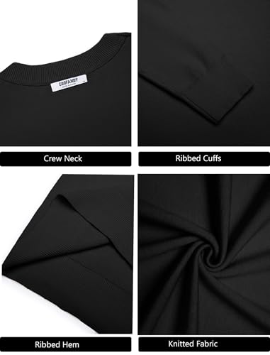 COOFANDY Mens Crewneck Pullover Casual Classic Pullover Knitwear Lightweight Knitted Sweatshirts Fall Winter Black