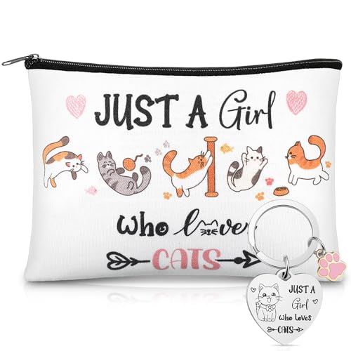 Jadive Bolsas de Maquillaje de Gato para Mujeres Niñas Llavero