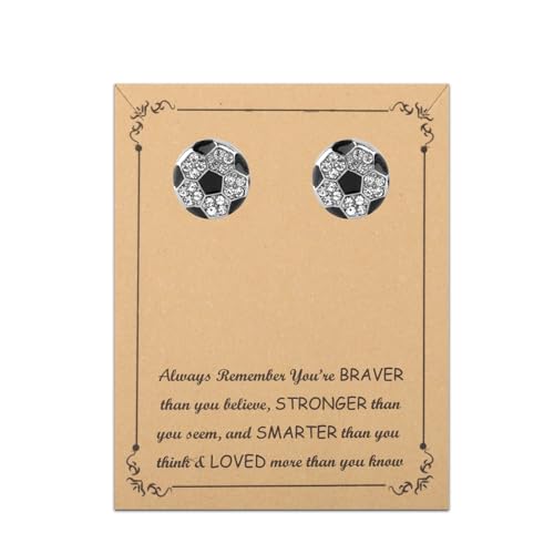 FUSTMW Soccer Earring Studs Soccer Gifts for Soccer Lover Earring Soccer Team Gifts Soccer Jewelry Soccer Gifts for Player Coach