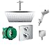 Produktbild Hansgrohe Duschsystem mit Unterputz Duscharmatur von Hansgrohe Regendusche mit Armatur, Duschkopf eckig, Deckenarm Dusch-SET HGK04 poliert