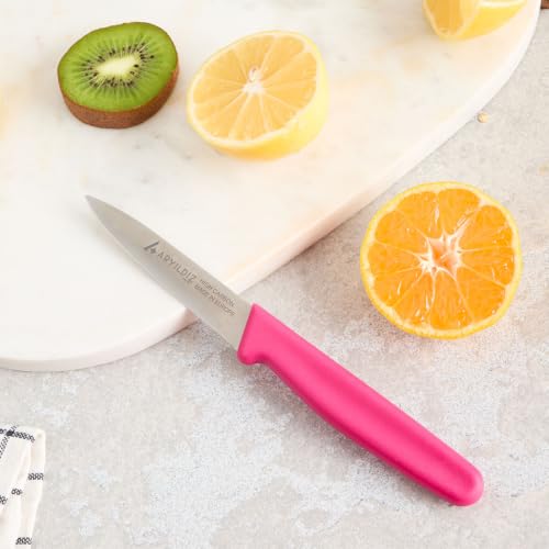 Aryıldız Daily Soyma Bıçağı; Pembe, 9 cm, Yüksek Karbonlu Paslanmaz Çelik, Ergonomik Kopolimer Plastik Sap