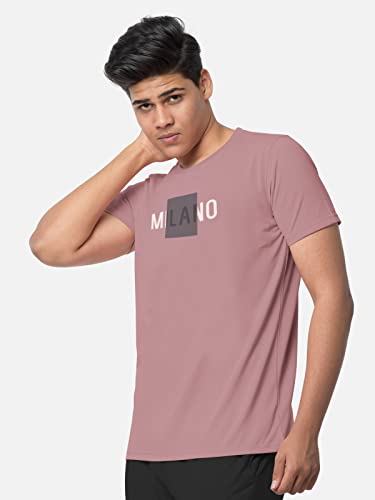 Image of BULLMER Black Trendy Typographic Printed Round Neck Half Sleeve Tshirt for Men