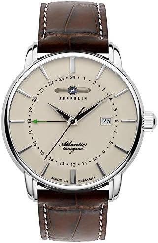 8442 Reloj para hombre con correa de piel Atlantic Series Quartz GMT Date