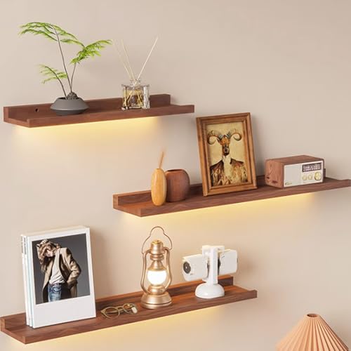 Étagère murale suspendue en métal lumineuse et étagère flottante multi-niveaux