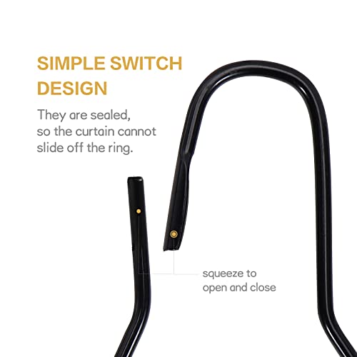 12Pcs Shower Curtain Hooks Rings, Shower Curtain Hooks Rings For Bathroom, Rustproof Metal Shower Curtain Rings For Shower Curtains, Kitchen Utensils, Etc. (Matte Black) #TOP4