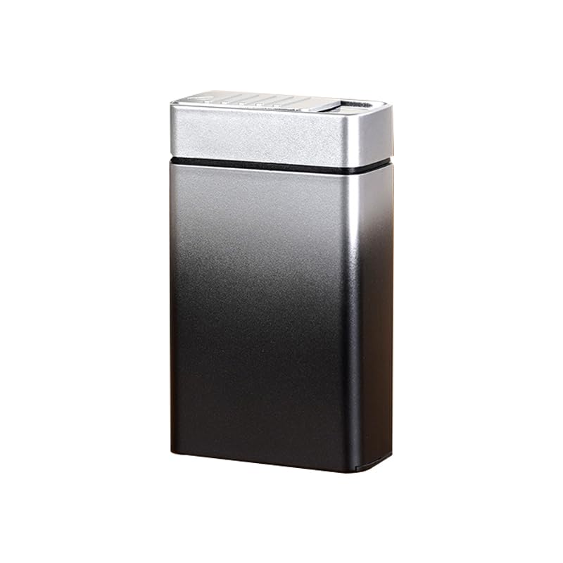 Cigarette Case with Dual Arc Lighter 20pcs 84mm Regular/King Size Cigarettes Box Built-in USB Electric Rechargeable Flameless Windproof Lighter Magic Cigarette Box (Black-White)