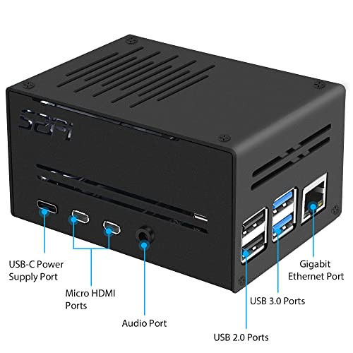 GeeekPi Raspberry Pi 4 Metallgehäuse mit Lüfter, Raspberry Pi 4 Gehäuse mit Raspberry Pi Low-Profile-CPU-Kühler, Raspberry Pi Horizontal Ice Tower Cooler(Nur für Pi 4B)