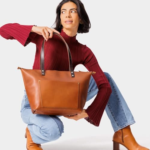 Image of Portland Leather Goods Zipper Tote Bag - Handmade, Durable & Unlined - Interior & Exterior Pockets