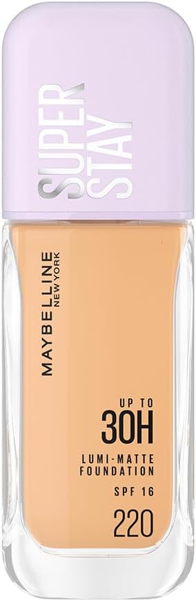 Maybelline New York Super Stay Lumi-Matte Liquid Foundation - 220, Up To 30H Long Wear, Water & Transfer Proof. SuperStay Lumi-Matte Liquid Foundation comes with Non-comedogenic & Vegan Formula | 35ml