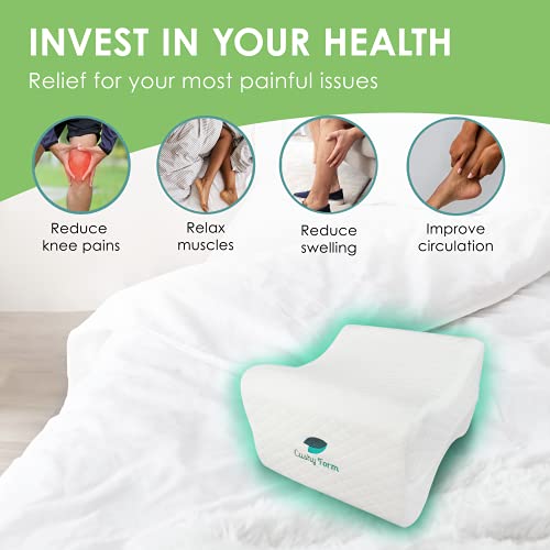 Cushy Form Knee Pillow for Side Sleepers - Sciatic Nerve Pain Relief Leg Pillow for Sleeping - Sciatica, Pregnancy, Hip, Lower Back - Memory Foam Orthopedic Contour Wedge w/ Washable Cover - Thumbnail 7