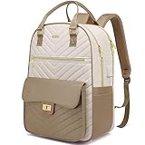 RJEU Girls Backpack,Travel Laptop Back Pack,Aesthetic School Bag for Women,Large Bookbag for College Student,Mochila Escolar para Niñas,Khaki Beige