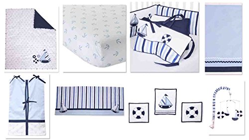 Image of Bacati - Mix N Match Ikat Zigzag /Chevron Nursery Storage (Changing Table Storage Runner, Blue Stripes)