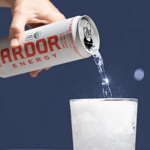 ARDOR ENERGY Sparkling Water with 100mg Natural Caffeine & 200mg L-Theanine from Organic Green Tea for Smooth Energy & Focus | Healthy Energy Drink | No Sugar, Zero Calories, Vegan, Gluten-Free | Tropical Variety (Pack of 12, 12oz cans)