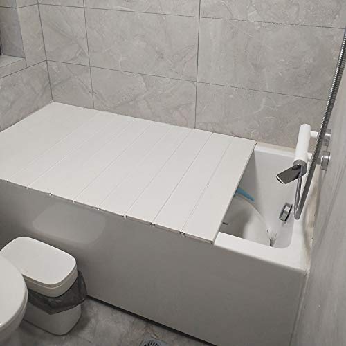 Tapa de bañera plegable de PVC blanco de 109x75 cm 6