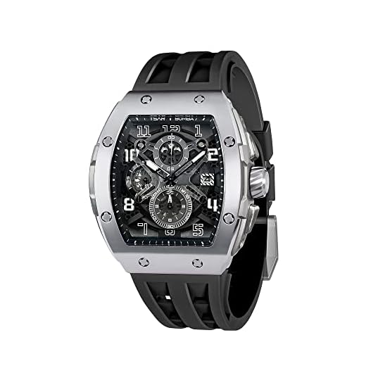 TSAR BOMBA Relojes Hombre Tonel Lujo Reloj de Pulsera Cristal Zafiro Movimiento Japonés Impermeables 50M Luminoso Fecha Esqueleto Cuadrados Analogico Deportivo Cronógrafo Reloj de Hombre