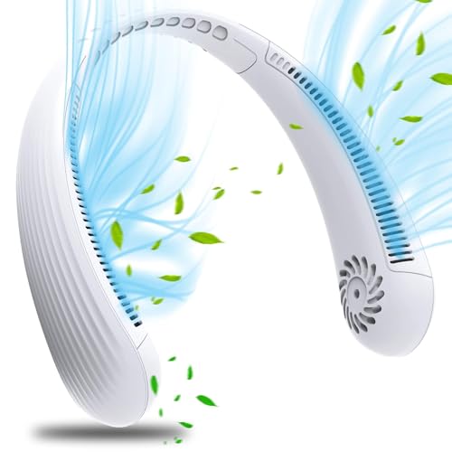 lightlux Neck Fan Portable rechargeable 3-Speed Neck Air Cooler Adjustable Super Quiet Personal Neck Fans for Men Women (ivory)