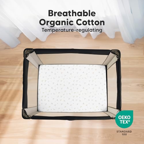 Image of 2-Pack Mini Crib Sheets Fitted, 38x26 Pack N Play Mattress Sheets (Meadow) | Organic Cotton Sheets for Pack and Play Mattress, Soft, Breathable Playard Bedding Sheet, Mini Toddler Bed Cover, Boys, Girls