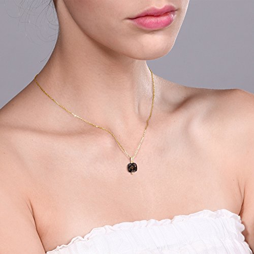 Gem Stone King 18K Yellow Gold Plated Silver 10MM Cushion Cut Gemstone Birthstone Solitaire Pendant Necklace For Women | With 18 Inch Silver Chain | Fine Jewelry Gifts for Her Mom Women Wife3