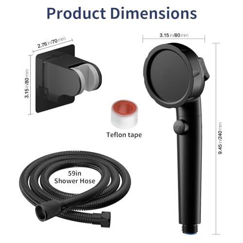 HANLIAN On/Off Pause Camper Shower Head with Filters, Detachable Shower Head with filtrate, High Pressure RV Showerhead with Hose and Self-adhesive Bracket, Shower Filtered Showerhead (Black) by HANLIAN - Image 6
