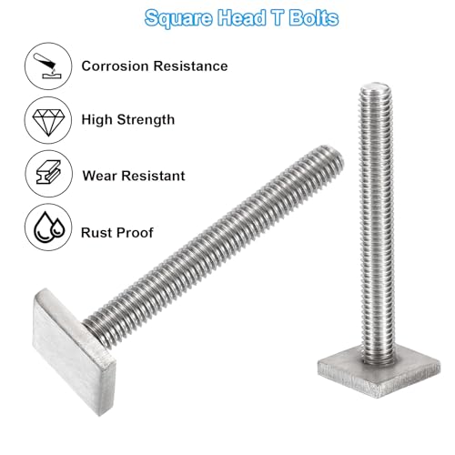 PATIKIL 4 Jeux Boulons Fente T M8 x 65mm Boulons Tête Carrée T pour Rail T – vue 4
