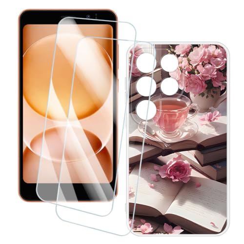 Blackview Wave 2C�ƌ݊��������� �P�[�X�������K���X - Pink Day | 5" �A�[�g�v�����g�P�[�X�J�o�[��2������X�N���[���v���e�N�^�[ 9H�d�x�Ϗ����t�B����