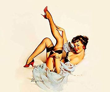 VINTAGE PINUP GIRL Gil ELVGREN CANVAS ART PRINT Sexy legs in Air " " Paintings Oil Painting Original Drawing Poster Photo Wall 8x10inch NO Framed