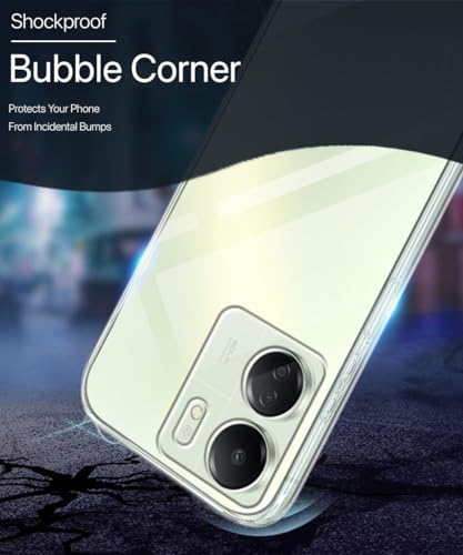 Image of WOW IMAGINE Crystal Clear Transparent Back Case Cover for Redmi 13C 4G | Poco C65 | Full Device & Camera Protection Shockproof TPU Silicone Back Cover Case - Transparent