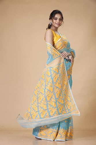 Image of OISHANI SAREE GHOR Women's Traditional Bengal Cotton Silk Soft Jamdani Saree - Beautiful design and Quality - Without Blouse Piece