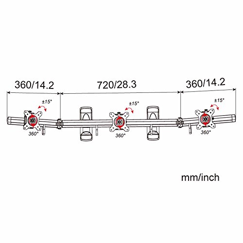 Fixation murale triple écran HFTEK avec inclinaison réglable VESA 75 100 - 3