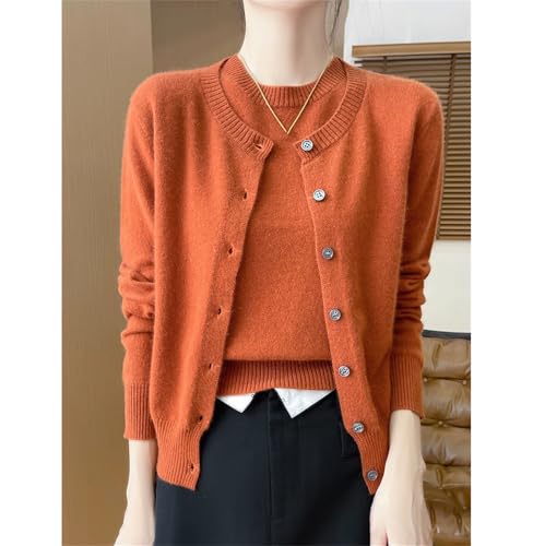 Women's Wool Cardigans Short Sleeve O-Neck Pullovers Cashmere Sweater Twinset Wool Knitwear Chic Tops3