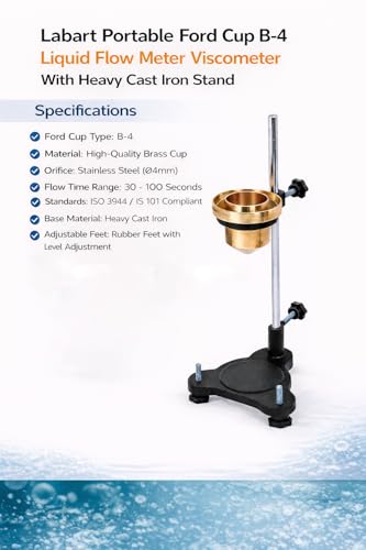 Image of Labart Portable Ford Cup B-4 Liquid Flow Meter Viscometer With Heavy Cast Iron Stand (B4)