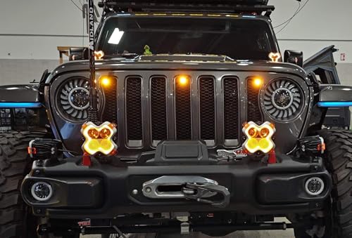 Kit 3 luces LED ámbar para parrilla Jeep Wrangler JL y Gladiator JT miniatura 6