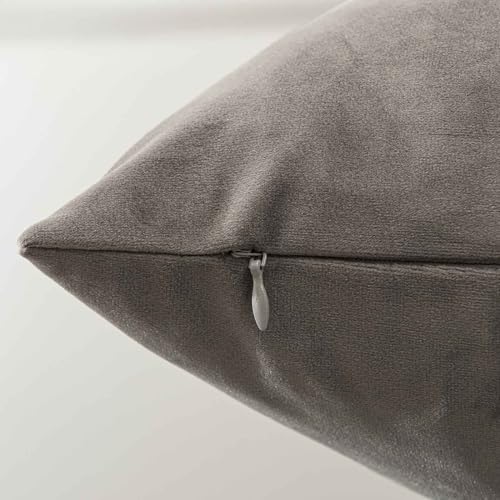 Image of JUSPURBET 20x20 Decorative Velvet Throw Pillow Covers Cases Set of 2,Ash | Modern Soft Cushion Covers with Hidden Zipper for Couch Sofa Bed Living Room Bedroom Home Decor