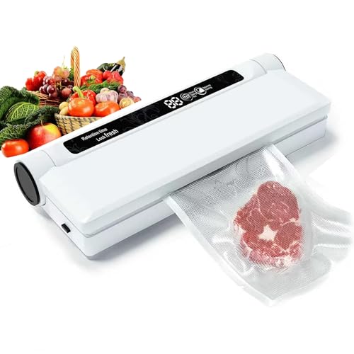 Image of Food Saver Vacuum Sealer Machine - 75KPA Powerful Vacuum Sealer for Food with 20 Bags, Compact Food Vacuum Sealer Machine w /Digital Timer, Easy to Use for Home Kitchen