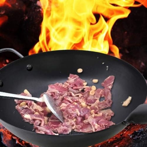 Wok con mango de madera - fondo redondo 34cm miniatura 4
