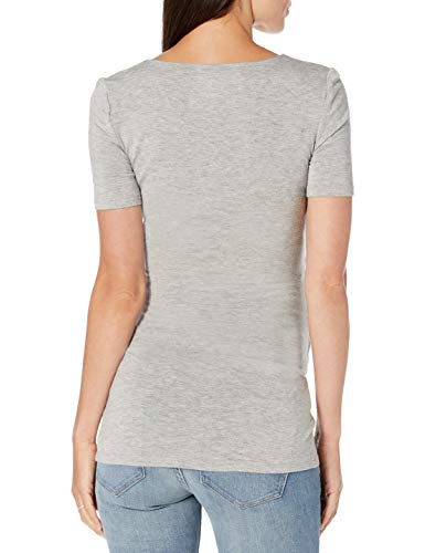 Amazon Essentials Women's Maternity Short-Sleeve Rouched V-Neck T-Shirt, Pack Of 2, Light Grey Heather/White, X-Large #TOP2
