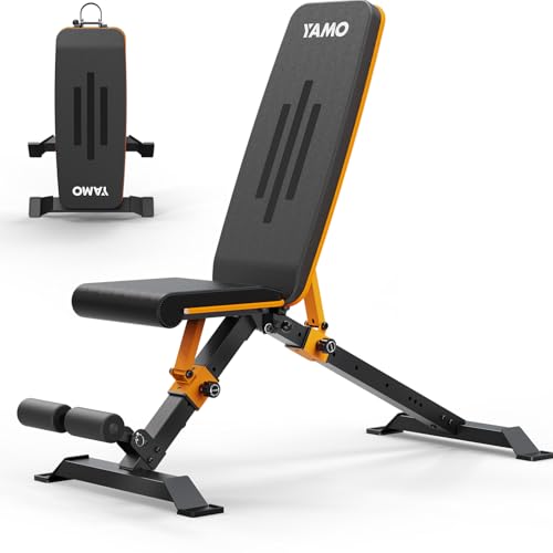 YAMO Adjustable Foldable Weight Bench for Home Gym, Full Body Workout Bench with Fast Folding, 660lbs Weight Capacity, Incline Decline Flat Exercise Bench