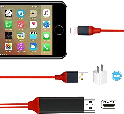 HDMI Adapter Cable, Compatible with i-Phone i-Pad to HDMI Digital AV Sync Screen Adapter with Charg-er Port Connector to 1080P HD TV Projector Monitor