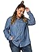Agnes Orinda Women's Plus Size Denim Shirt Long Sleeves Chest Pocket Button Down Chambray Shirts 1X Blue