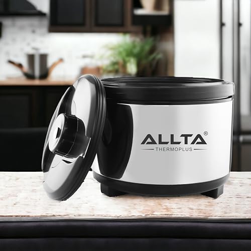 Image of ALLTA Stainless Steel Casserole 10 Litre | Large Family Size Double Wall Insulated Hot Pot & Roti Box | Keeps Food Hot upto 8 Hours | Airtight, Leakproof | Ideal for Parties & Bulk Serving (10000ml)