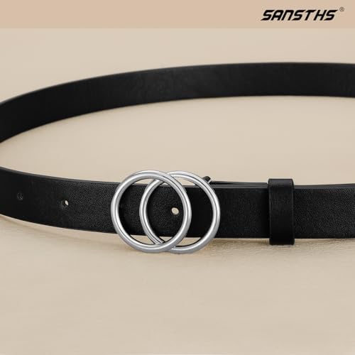 Skinny Black Belts for Women Fashion Ladies Thin Leather Dresses Belt for Jeans Pants2