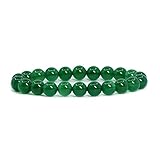 Green Agate Gemstone 8mm Round Beads Stretch Bracelet 7